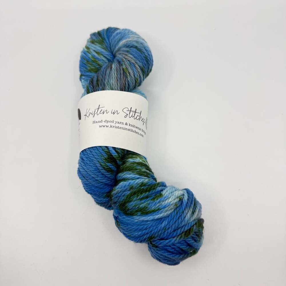 Kristin in Stitches Blue Green hand-dyed wool yarn